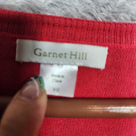 Garnet Hill 100% Cotton Vneck Red Sweater Size XS - Picture 4 of 4
